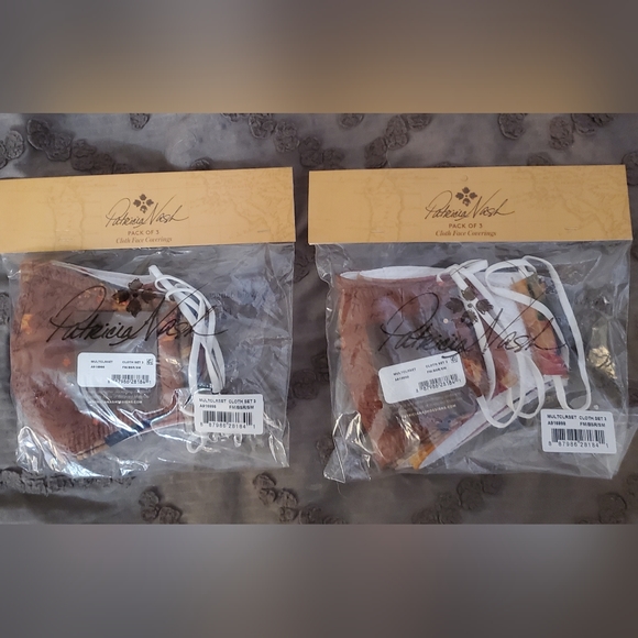 New 6pc Patricia Nash 2 PACK OF 3 Cloth Face Coverings. 6 Face Covers. - Picture 3 of 16
